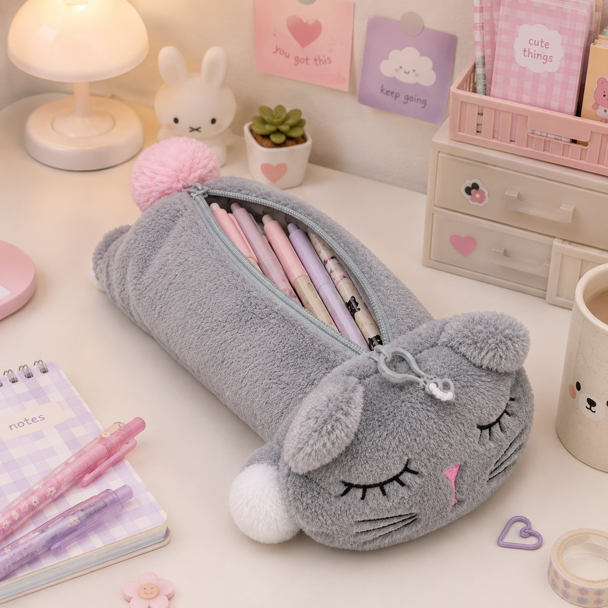 Estuche Plush Gatito Kawaii