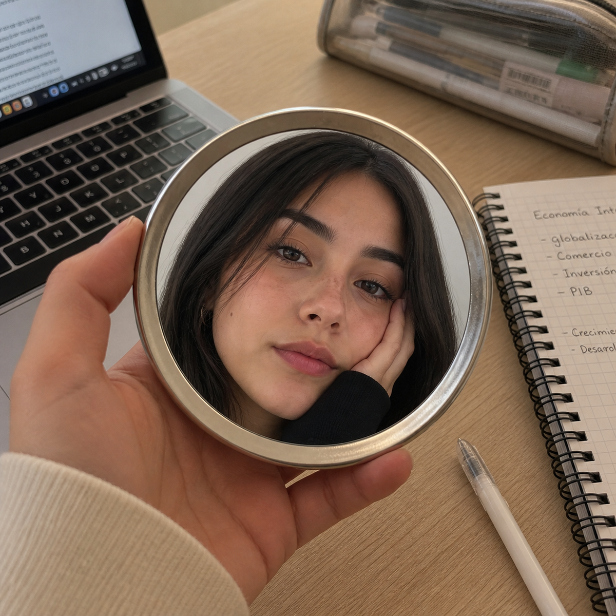 Espejo de Mano Redondo Gatito Sirena