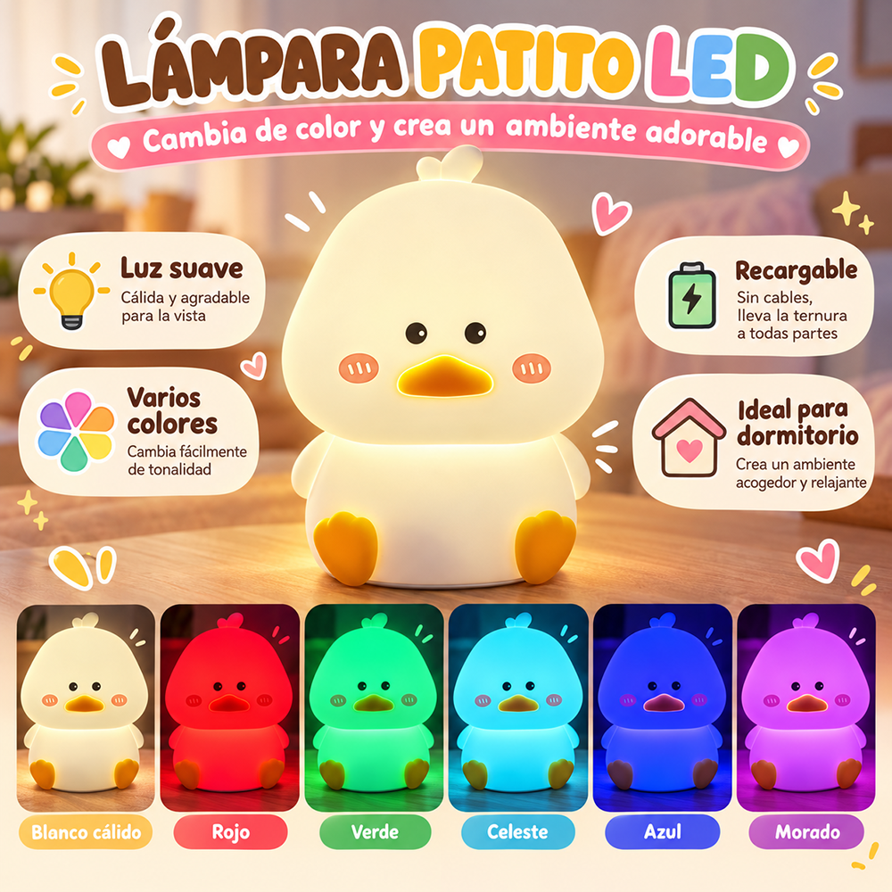 Lámpara espanta cuco Patito kawaii LED recargable - foto 5