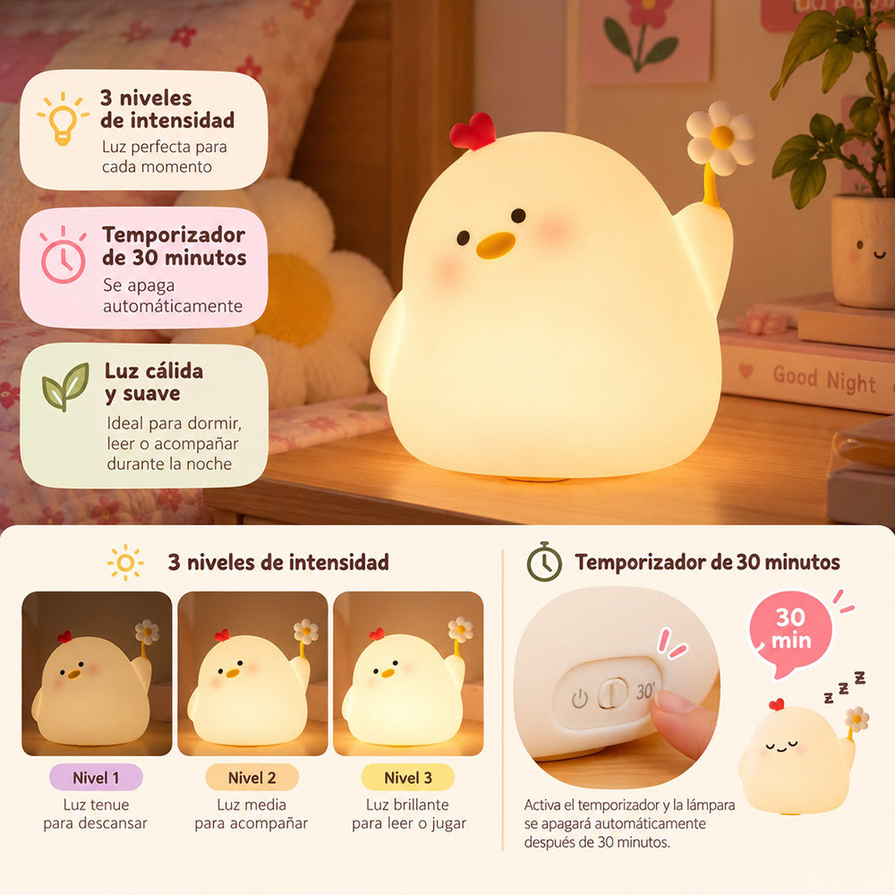 Lámpara espanta cuco Pollito kawaii LED recargable - foto 6