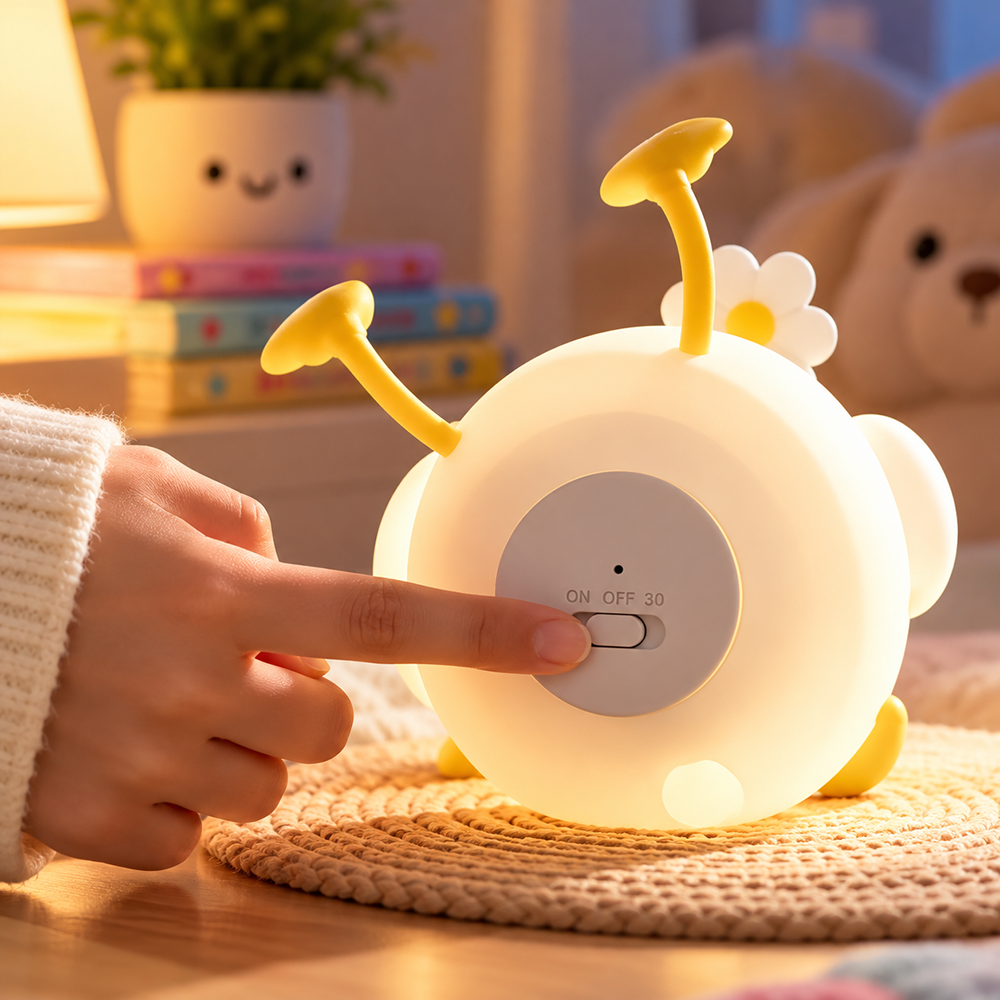 Lámpara espanta cuco Pato con Flor kawaii LED recargable - foto 3