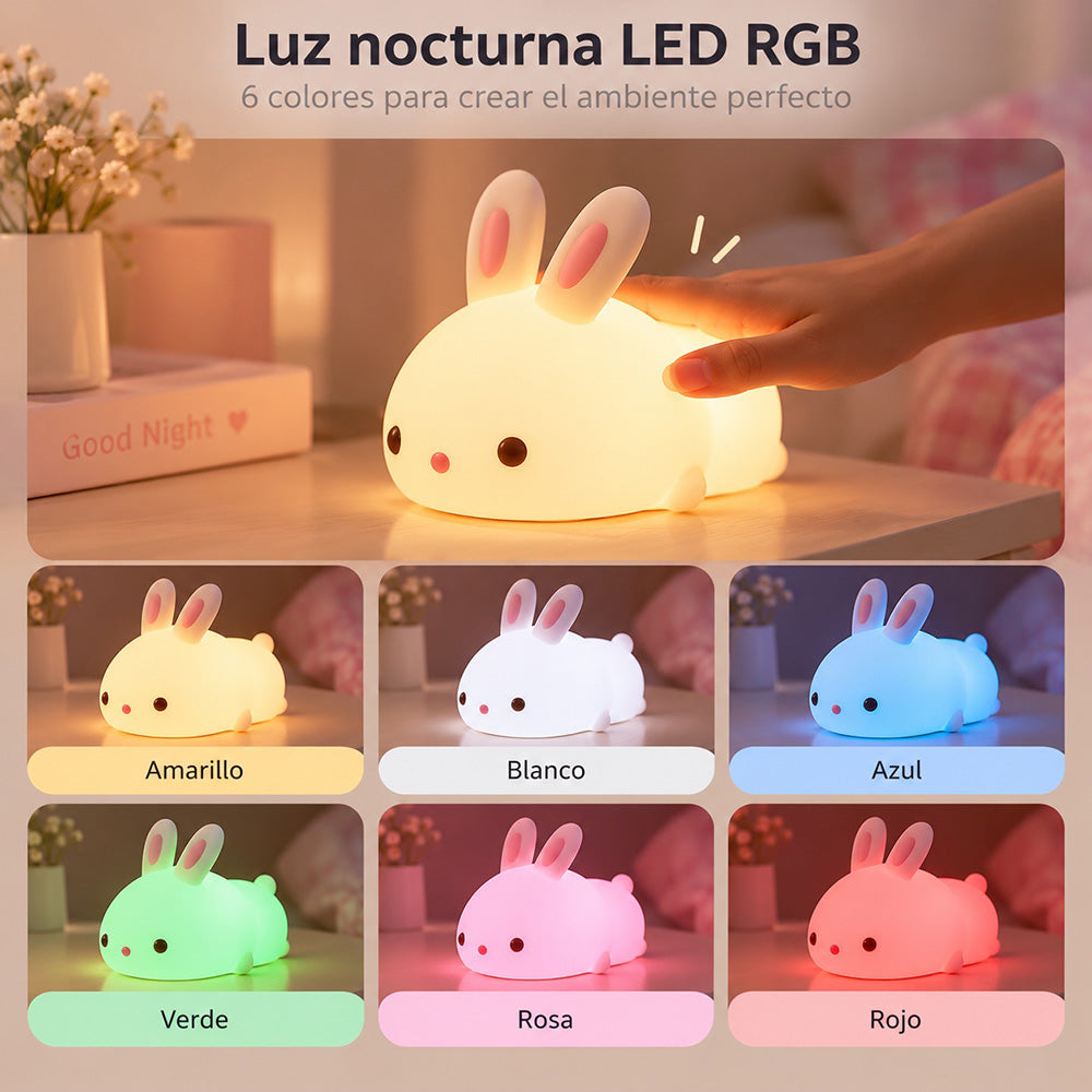 Lámpara espanta cuco Conejo Blanco kawaii LED recargable - foto 3