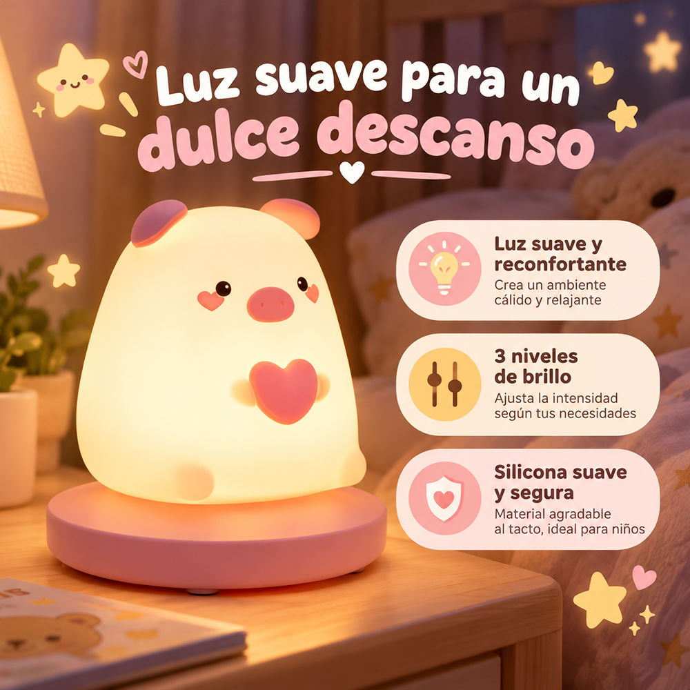 Lámpara espanta cuco Cerdito Tiny kawaii LED recargable - foto 4