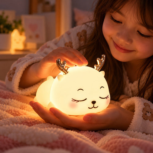 Lámpara Espanta Cuco Ciervo Durmiendo – Luz de Noche LED Recargable