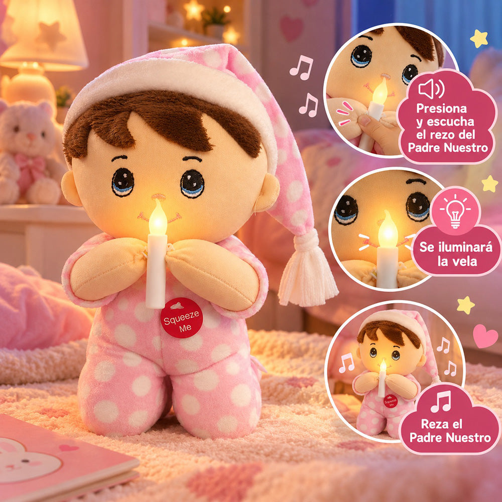 Peluche Niña Rezando con Luz y Sonido 26 cm