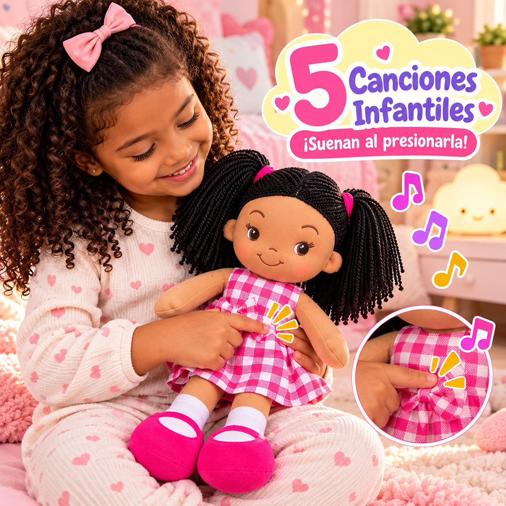 Peluche Muñeca de Trapo con Sonido 40 cm
