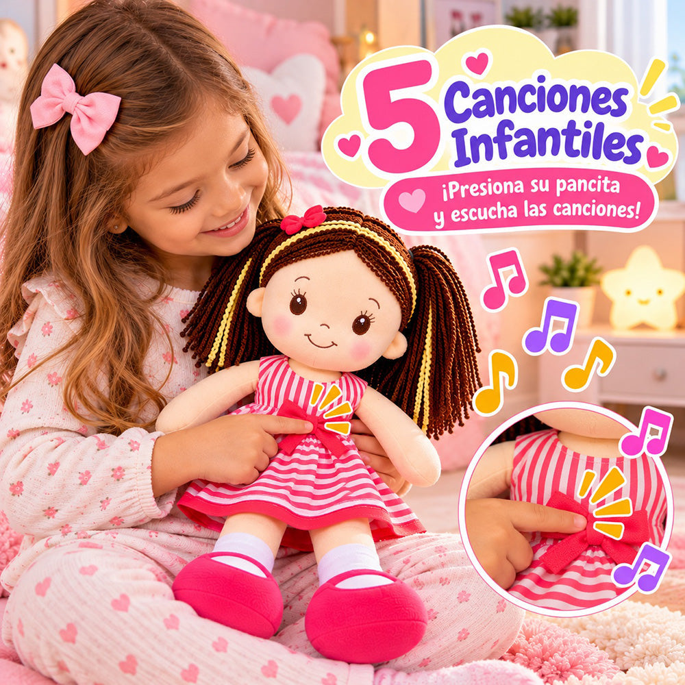 Peluche Muñeca de Trapo con Sonido 40 cm