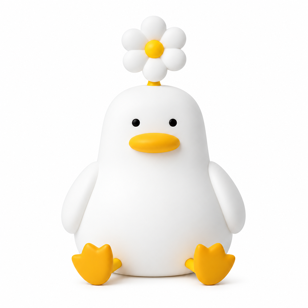 Lámpara espanta cuco Pato con Flor kawaii LED recargable