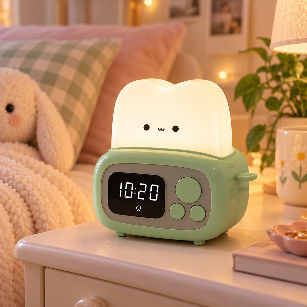 Lámpara espanta cuco Tostadora con Despertador kawaii LED recargable - foto 2