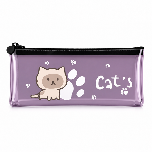 Estuche Gato Kawaii Transparente