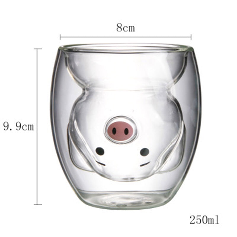 Vaso de Vidrio Cerdito Kawaii 3D