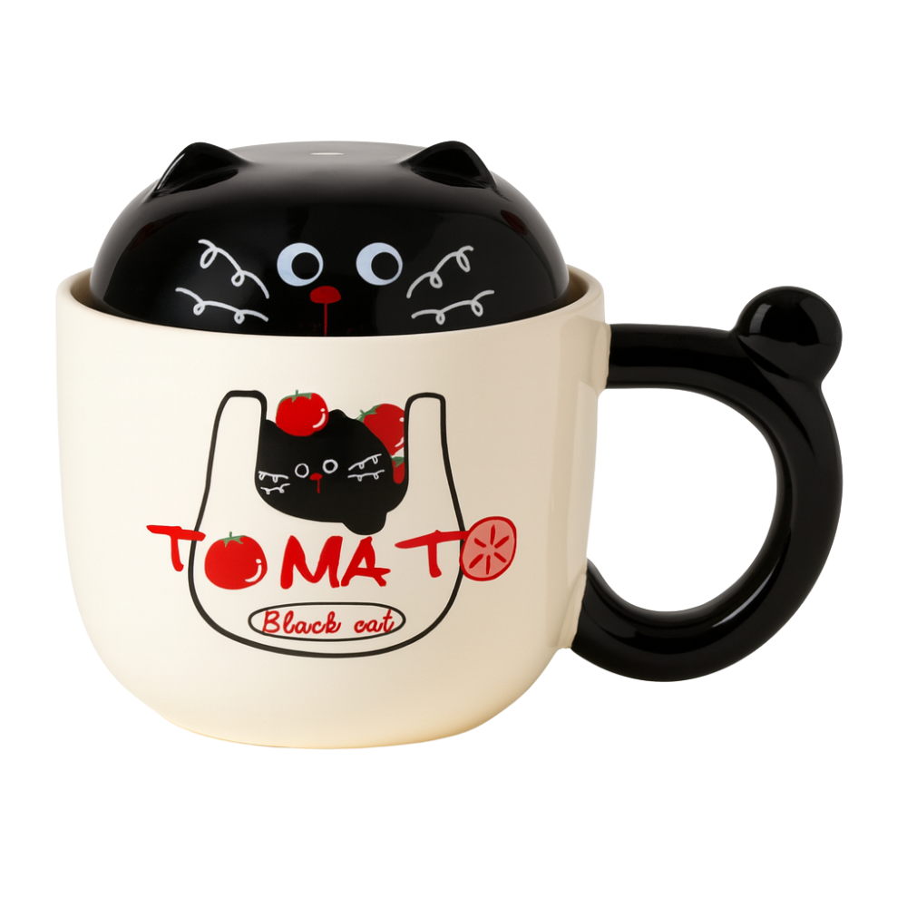 Tazón gato kawaii tomate