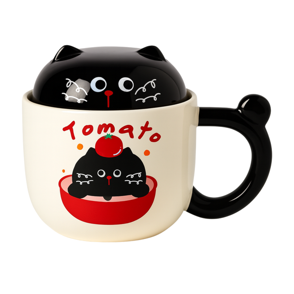 Tazón gato kawaii tomate