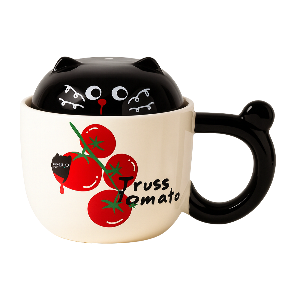 Tazón gato kawaii tomate