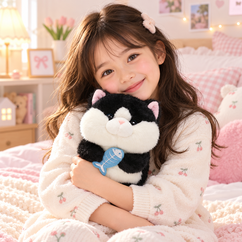 Peluche Gato con Pescado 25 cm
