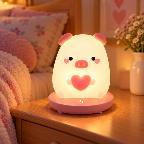 Lámpara Espanta Cuco Cerdito Tiny – Luz de Noche LED Recargable