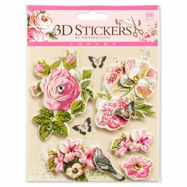 Stickers 3D Florales Vintage con Relieve y Brillos