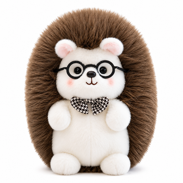 Peluche Erizo Kawaii con Lentes y Corbatín