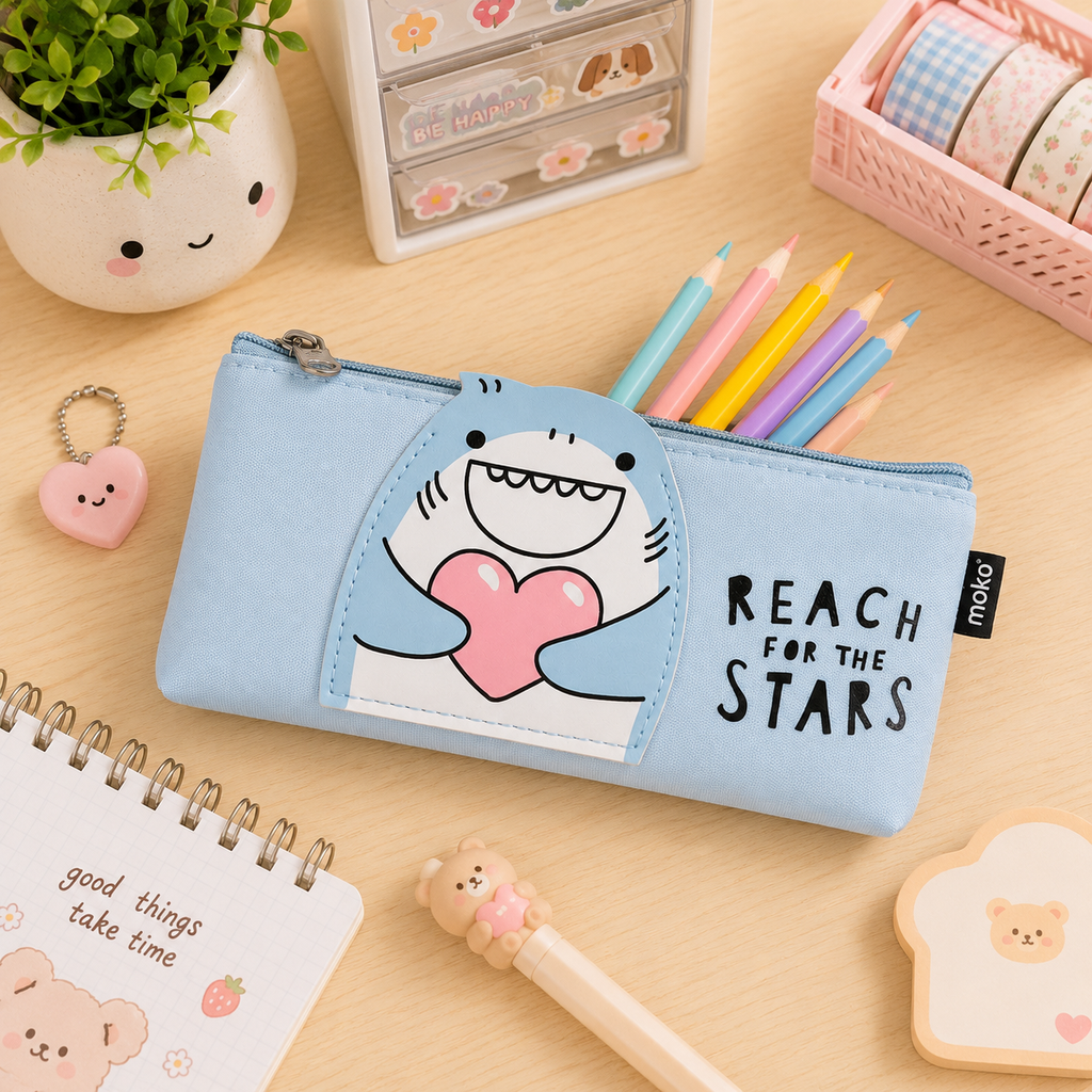 Estuche Escolar Tiburón Kawaii