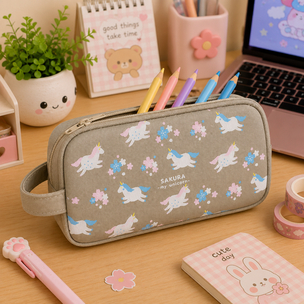 Estuche Escolar Unicornio Kawaii