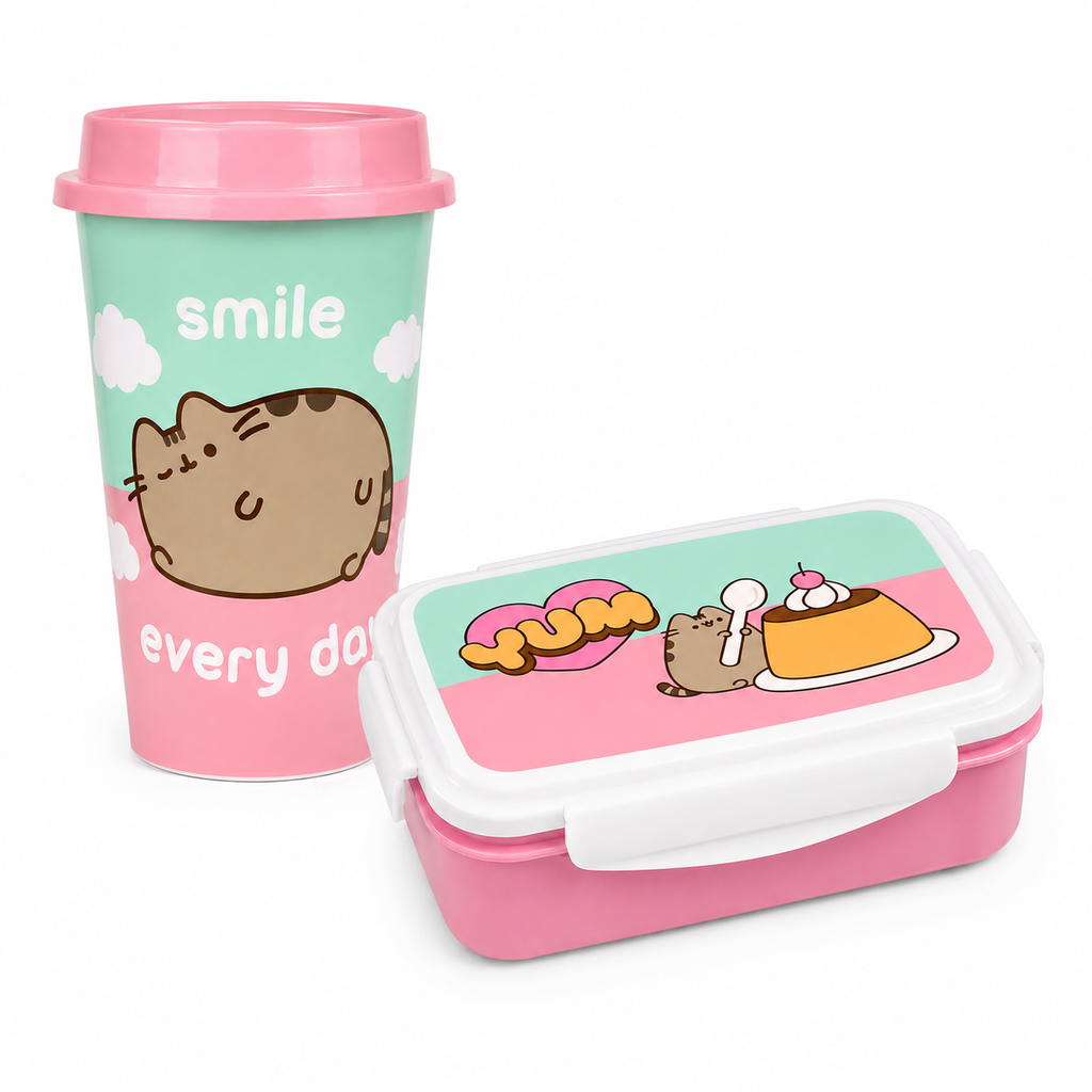 Set Lonchera y Vaso Pusheen para Niños