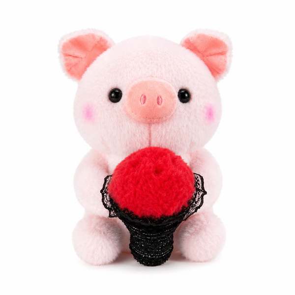 Peluche Cerdito con Ramo de Flores
