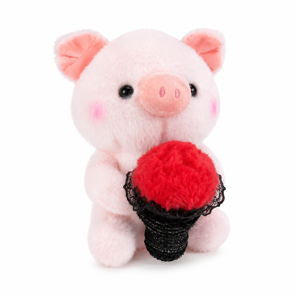 Peluche Cerdito con Ramo de Flores