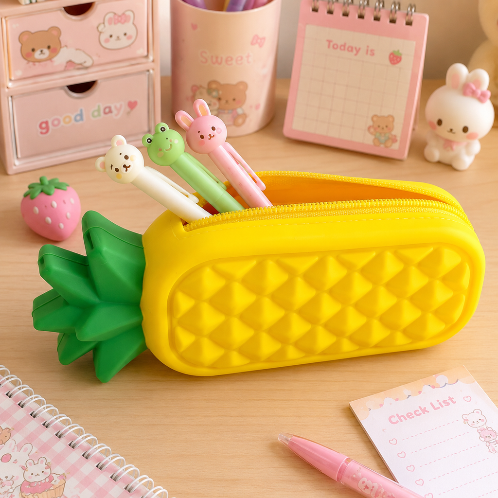 Estuche Kawaii Piña de Silicona