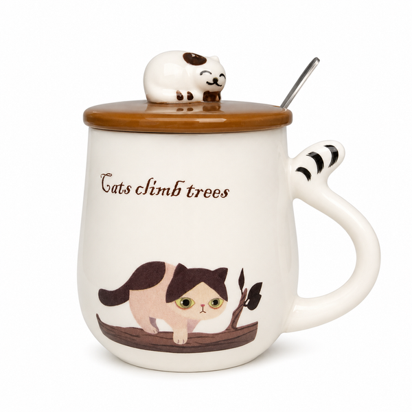 Tazón Gatito Kawaii con Tapa y Cuchara