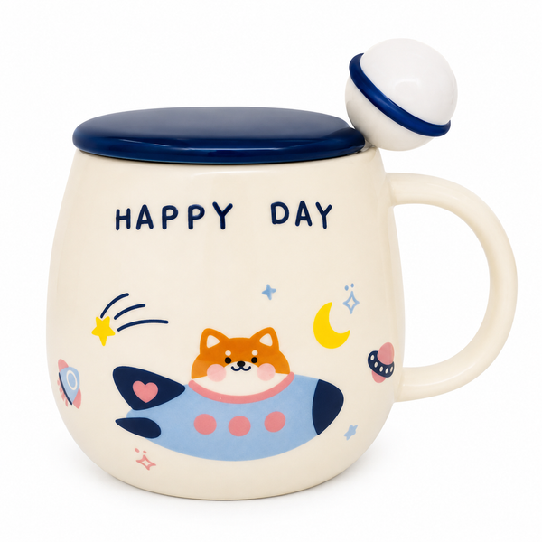 Tazón Happy Day Espacial Kawaii con Tapa