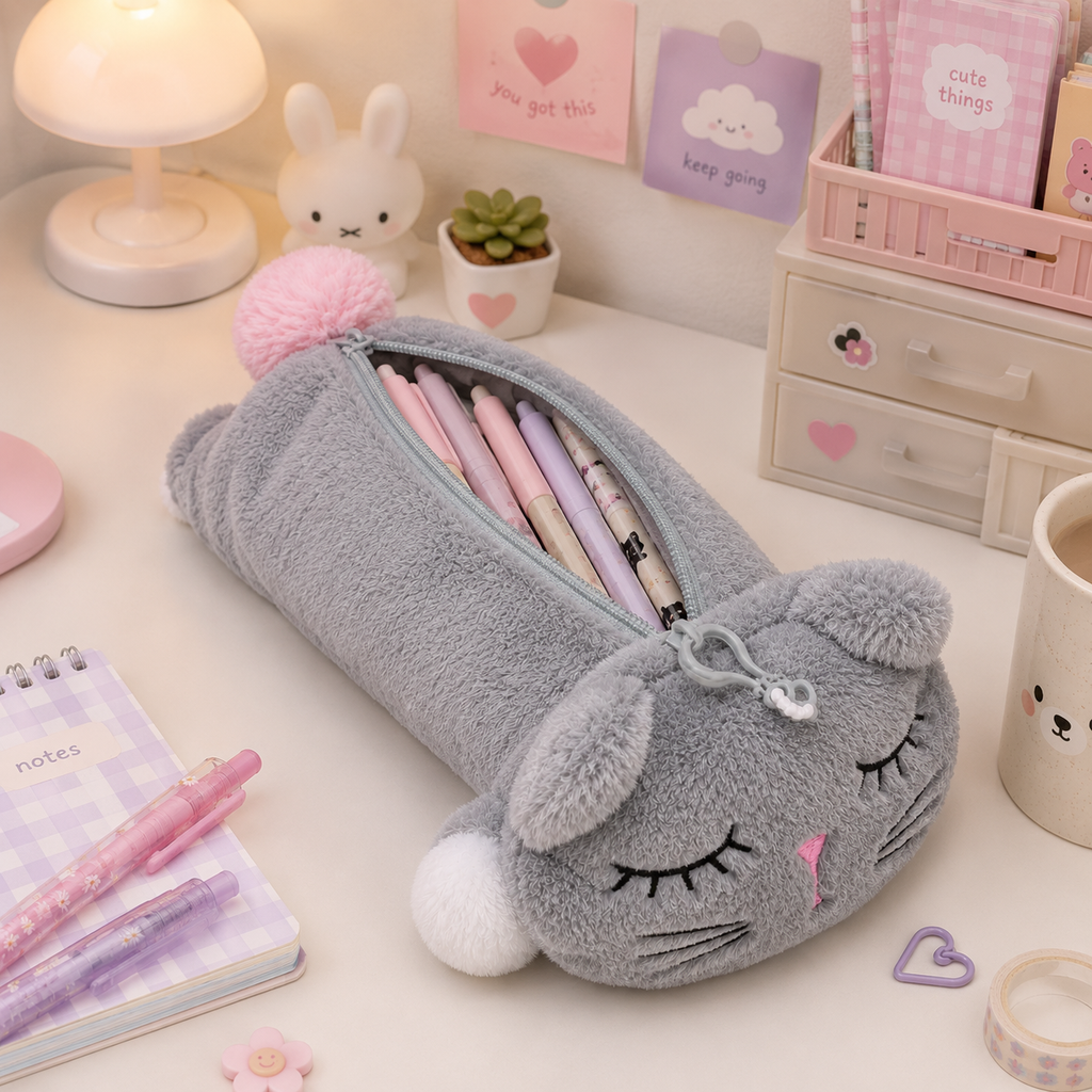 Estuche Plush Gatito Kawaii