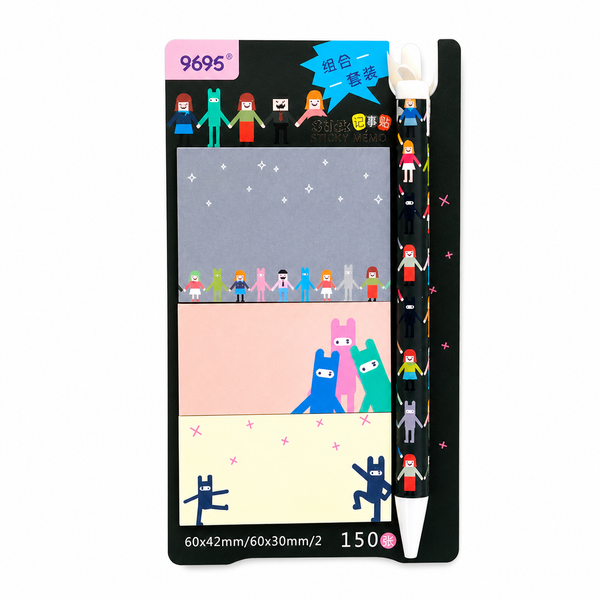 Set de Notas Adhesivas + Lápiz Diseño Kawaii