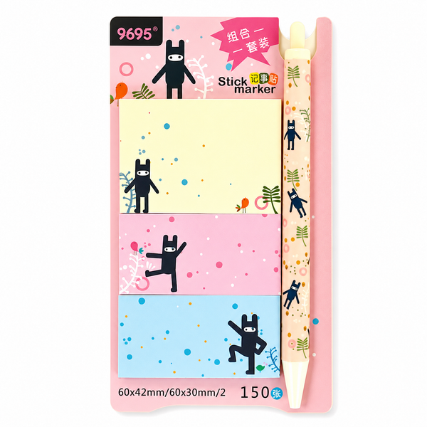 Set de Notas Adhesivas + Lápiz Diseño Kawaii