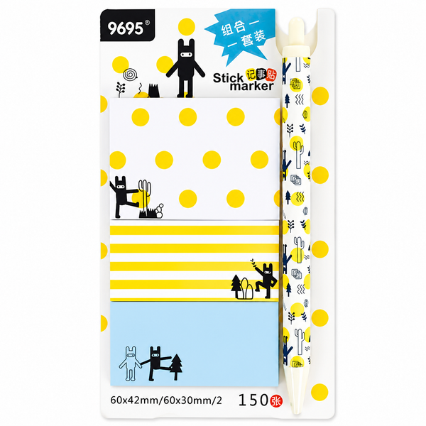 Set de Notas Adhesivas + Lápiz Diseño Kawaii