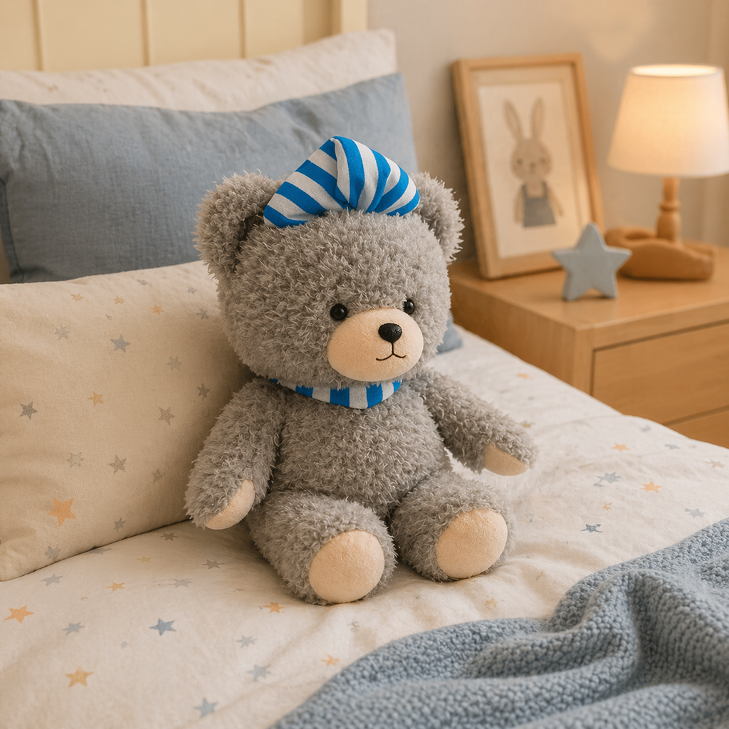 Peluche Osito con Cintillo Gris Kawaii