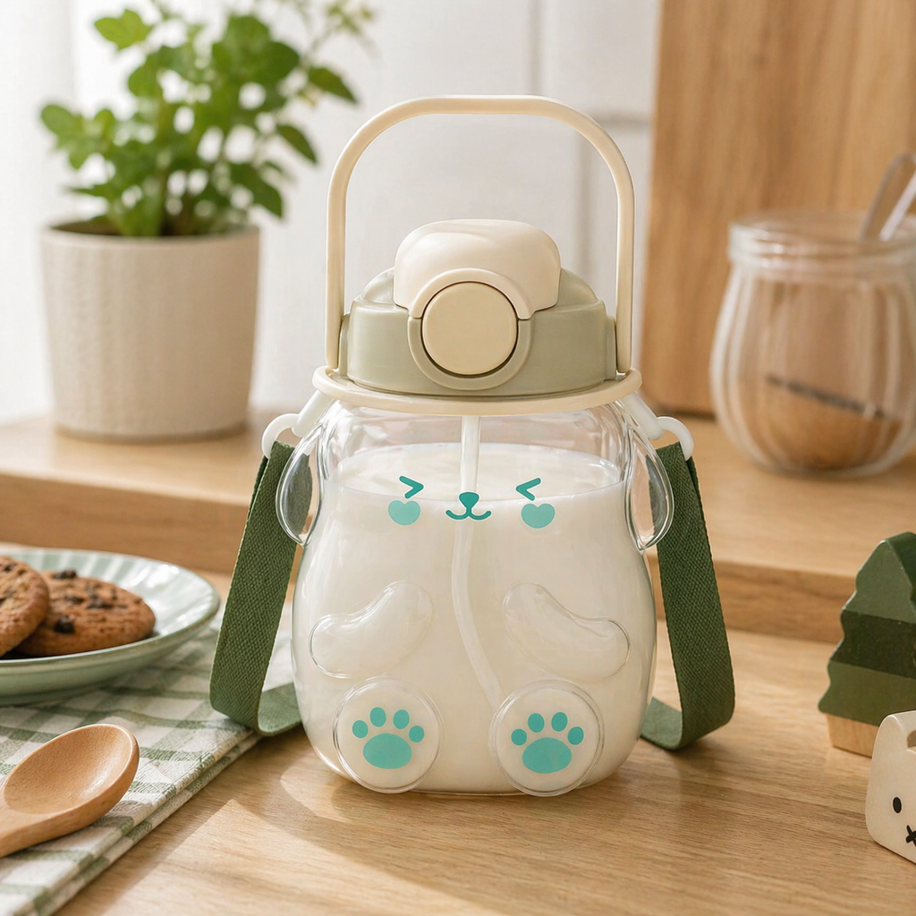 Botella de Agua Perrito Kawaii Verde
