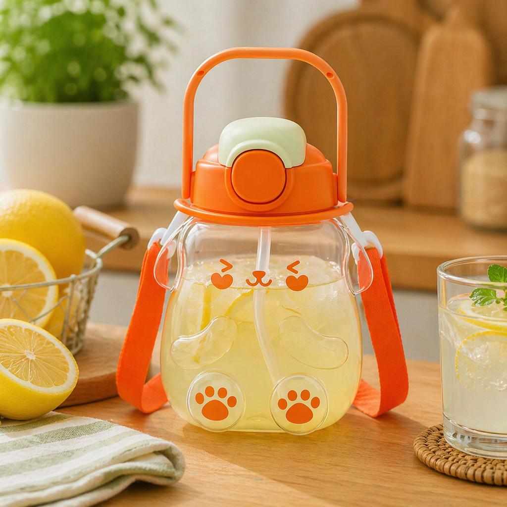 Botella de Agua Perrito Kawaii Naranjo