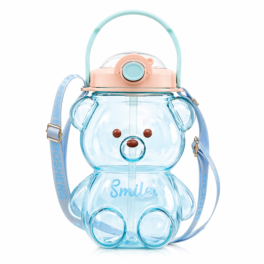 Botella de Agua Osito Kawaii Smile (Celeste)
