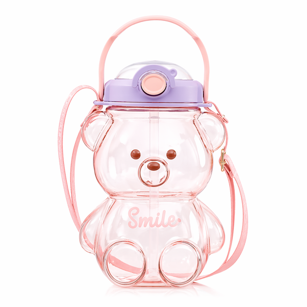 Botella de Agua Osito Kawaii Smile (Morado)