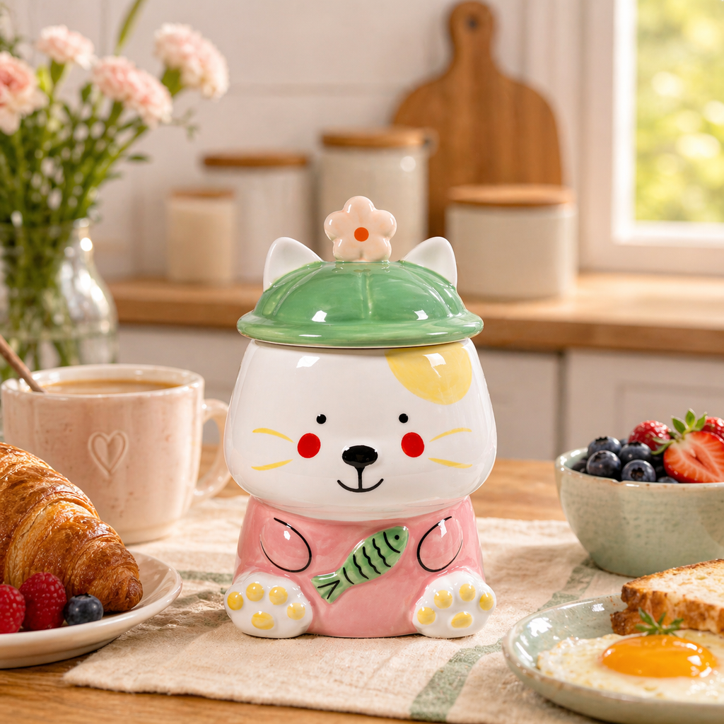 Tazón Kawaii Osito con Pescado
