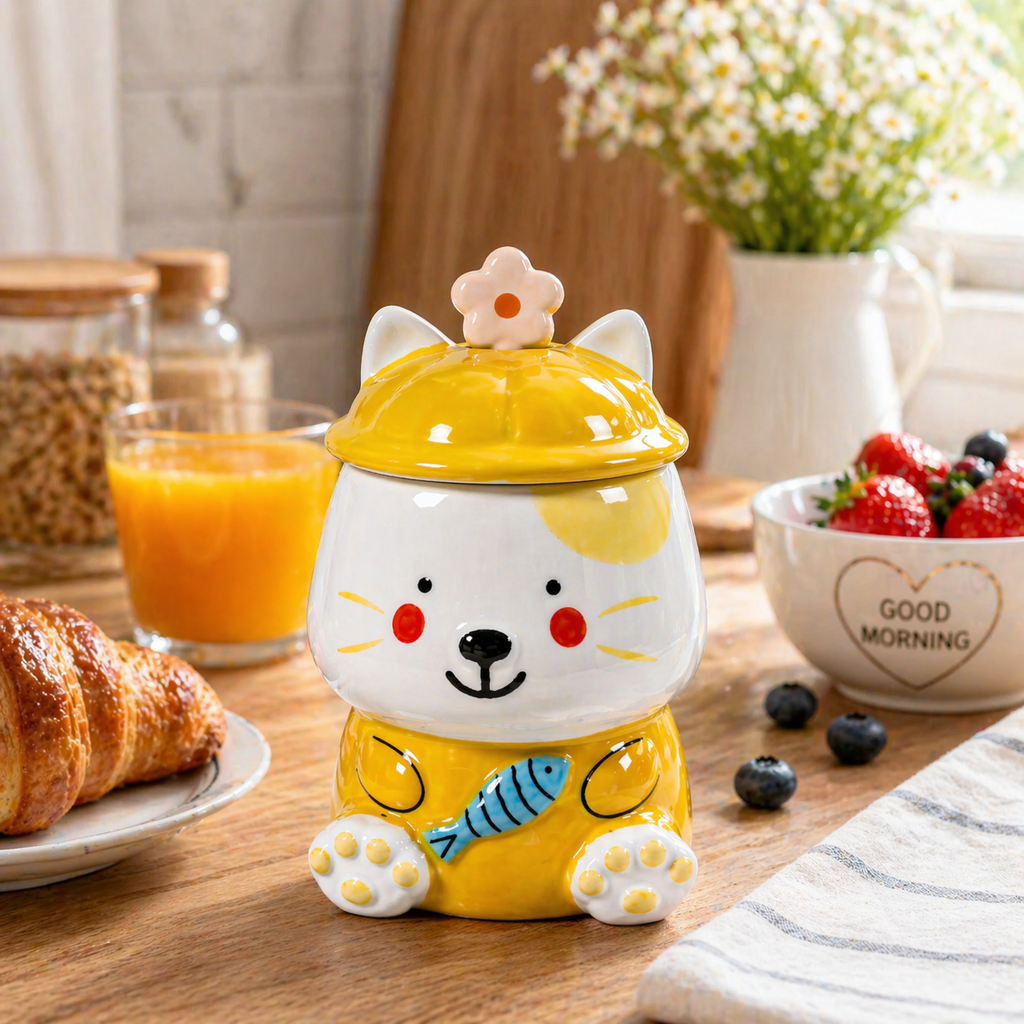Tazón Kawaii Osito con Pescado