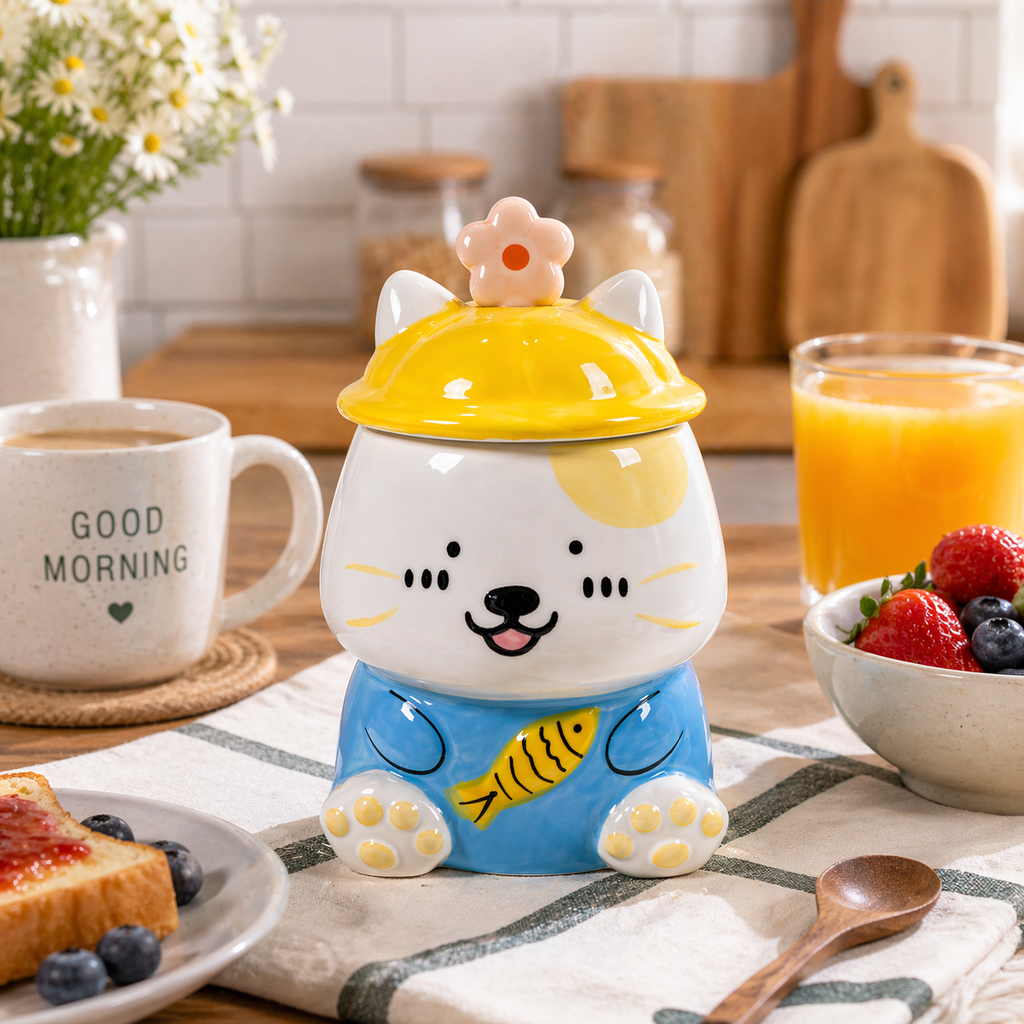 Tazón Kawaii Osito con Pescado