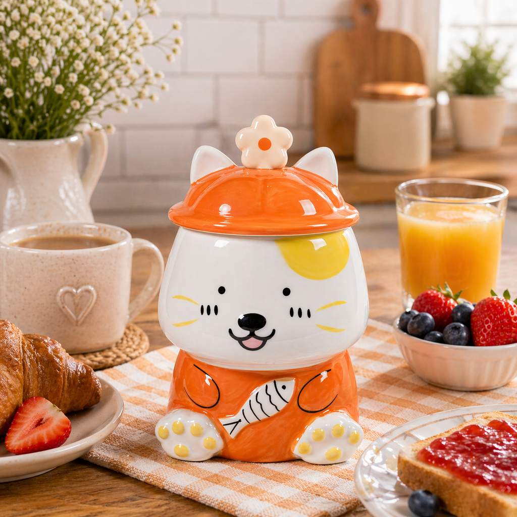 Tazón Kawaii Osito con Pescado