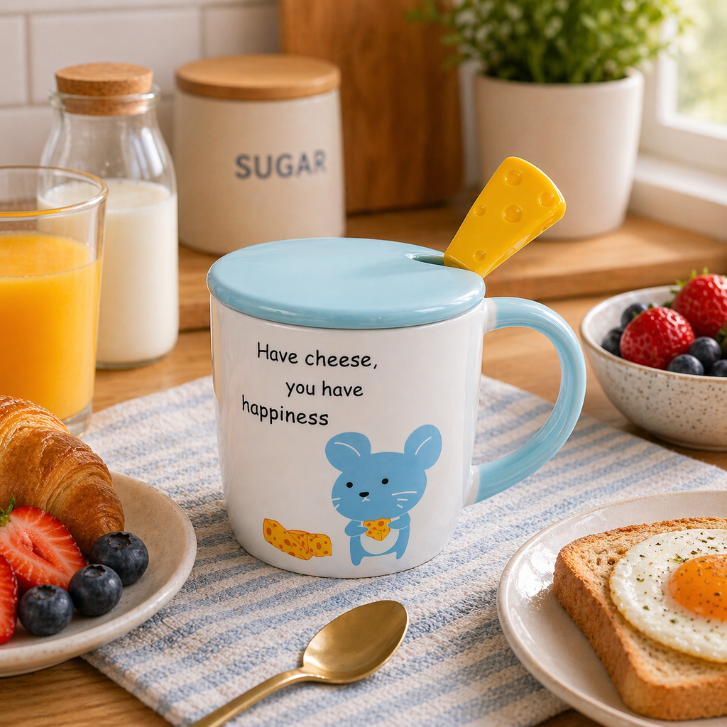 Tazón Kawaii Ratoncito con Queso