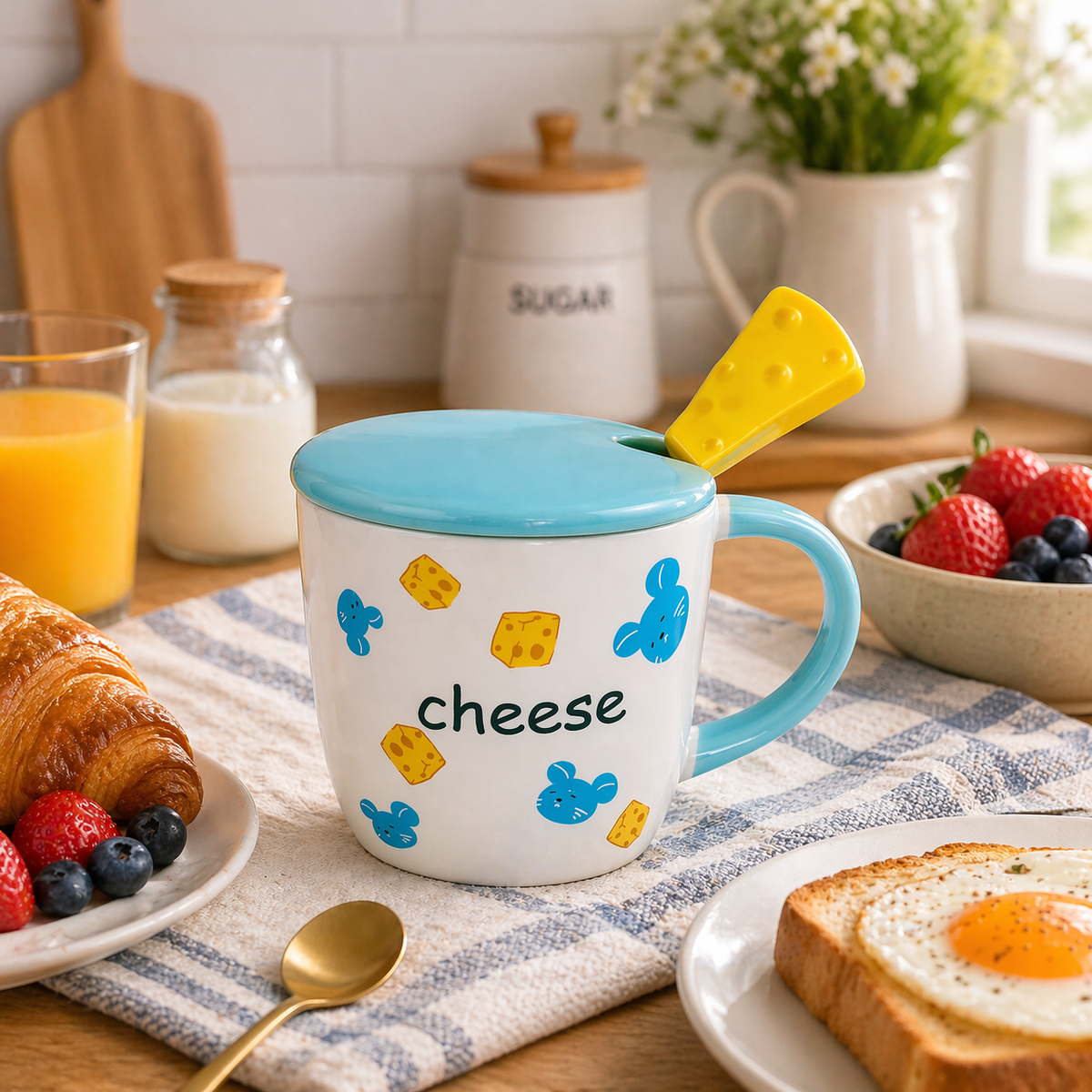 Tazón Kawaii Ratoncito con Queso