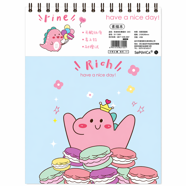 Croquera Dinosaurio Kawaii A4