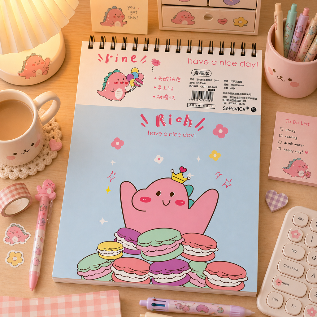 Croquera Dinosaurio Kawaii A4