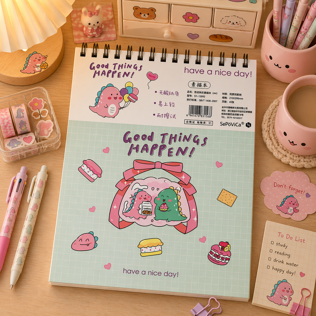 Croquera Dinosaurio Kawaii A4