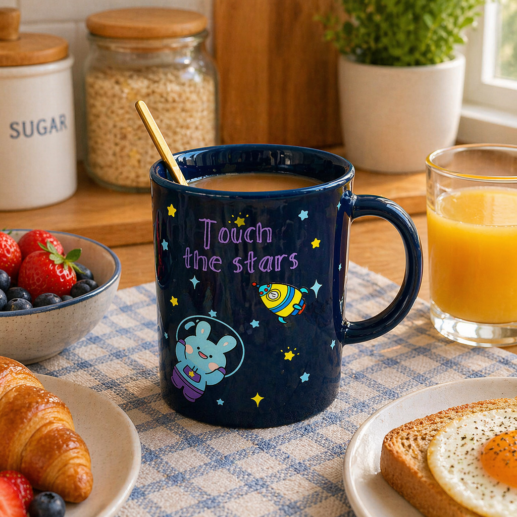 Tazón Space Kawaii con Tapa y Cuchara