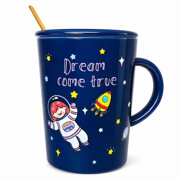Tazón Space Kawaii con Tapa y Cuchara